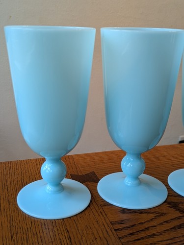 5 bicchieri Portieux Vallerysthal blu opalino acqua ghiaccio tè highball 6,6" - Foto 2 di 9