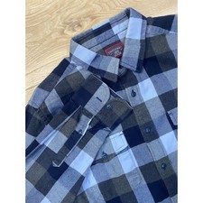 UNTUCKit Large Slim Fit Plaid Flannel Shirt Men Navy Blue Light Blue Cotton