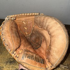 Franklin Catcher's Mitt Glove Steer Hide 4257 Double Break Hinge, pre-owned RHT