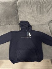 Image of Tommy Hilfiger Original Logo Drawstring Lounge OH Hoodie Navy Desert Sky M New
