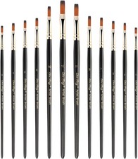 12 Pcs Filbert Paint Brushes Soft Artist Brushes Flat Nylon Bristles Painting