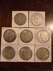 Lot of 8 Mixed Better Date Peace Silver Dollars 90% Silver