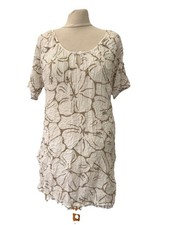 Beth Tracie White Beach Cover Up Dress Size L Short Sleeve Short Rayon Women  s