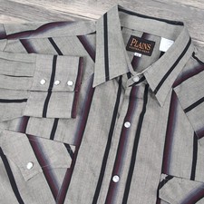 Plains Western Wear Men's Vintage Multi Striped Pearl Snap Button Shirt XL