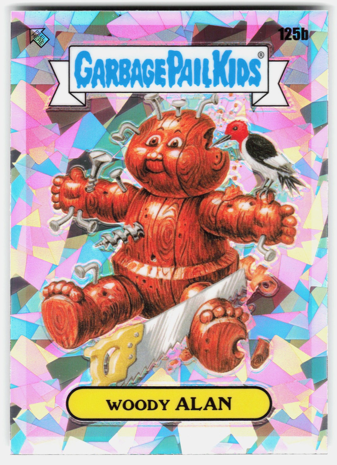 2021 Topps Garbage Pail Kids Chrome Atomic Refractor #125b Woody Alan front