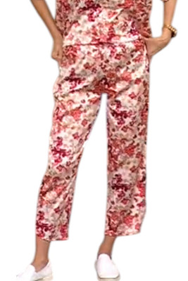 Breezies Women's Lounge All Over Floral Cropped Pant Rose