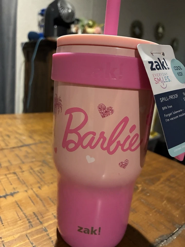 Vaso Zak Design & Barbie 18 oz a prueba de derrames BPA - libre con pajita y mango Foto 2 de 4