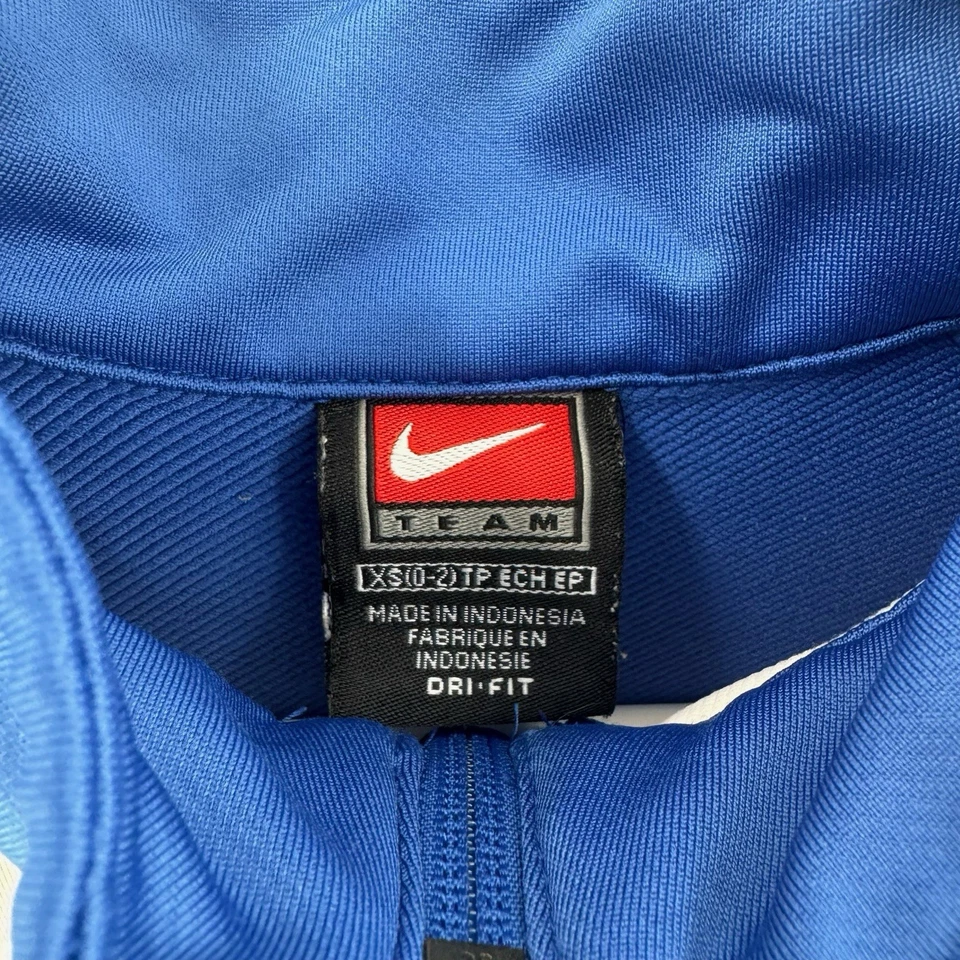 Chaqueta Nike Team Dri-Fit para mujer XS azul blanco cremallera completa pista ropa deportiva calentamiento Foto 3 de 4