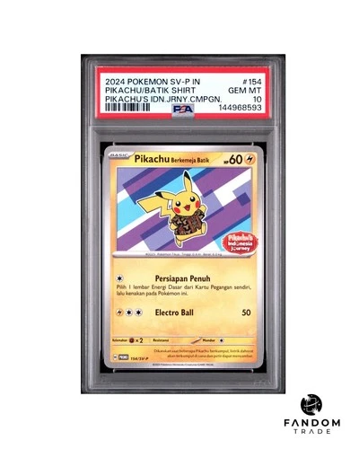 PSA 10 GEM MT Pikachu Berkmeja Batik 154/SV-P Pokemon Indonesia Journey Promo