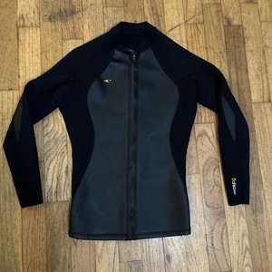 ONeill Bahia Jacket Womens Size 6 Black Marine 1mm Front Zip Wetsuit EUC