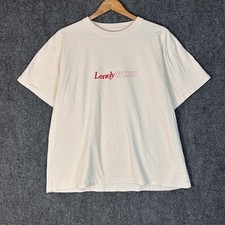 Lonely Ghost Shirt Men's Large Cream Red Ask Me Why I'm Lonely Graphic Tee