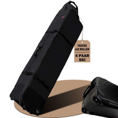 Premium SKITASCHE groß mit Rollen für 2 3 4 Paar Skier Trolley Tasche gepolstert