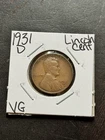 1931 D Lincoln Wheat Cent Penny Nice VG Very Good Better Date 1c Coin (Raw18983)
