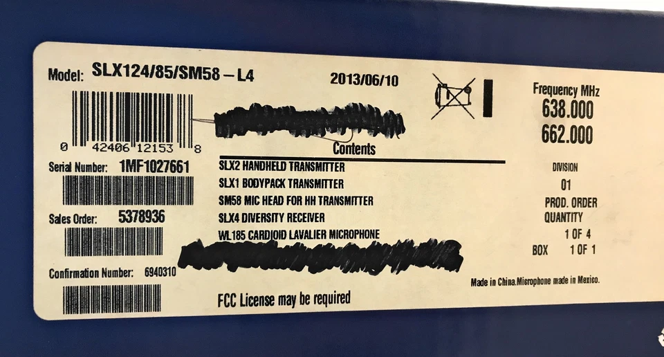 NEW Shure SLX SLX124/85-SM58 L4 Band Wireless Vocal & Lavalier Microphone System - Image 3 of 4