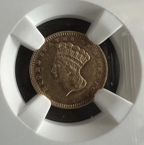 1857 $1 Gold Indian Princess Head - Great Luster - CERTIFIED NGC AU55