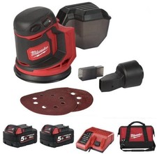 Milwaukee M18 BOS125-502B 18v 125mm Random Orbital Sander Kit Inc 2x 5.0Ah New