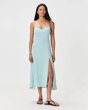 Quince Women Lightweight Crepe Sweetheart Midi Dress Aqua Pearl S