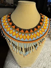 Embera Chami beaded necklace by women of the Colombian indigenous tribe