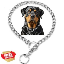 Silver Chain Dog Collar Large Heavy Duty Metal Slip P Link Training Martingale M
