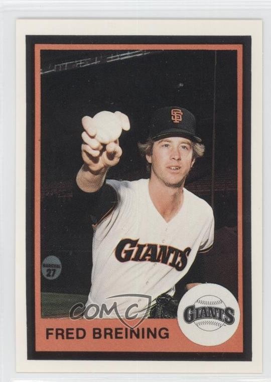 1983 Mother's Cookies San Francisco Giants Stadium Giveaway Fred Breining #7 m5x