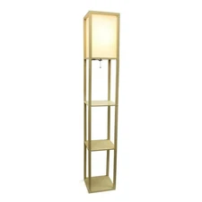 Simple Designs LF1037-TAN Etagere Floor Lamp with Charging Station, Tan
