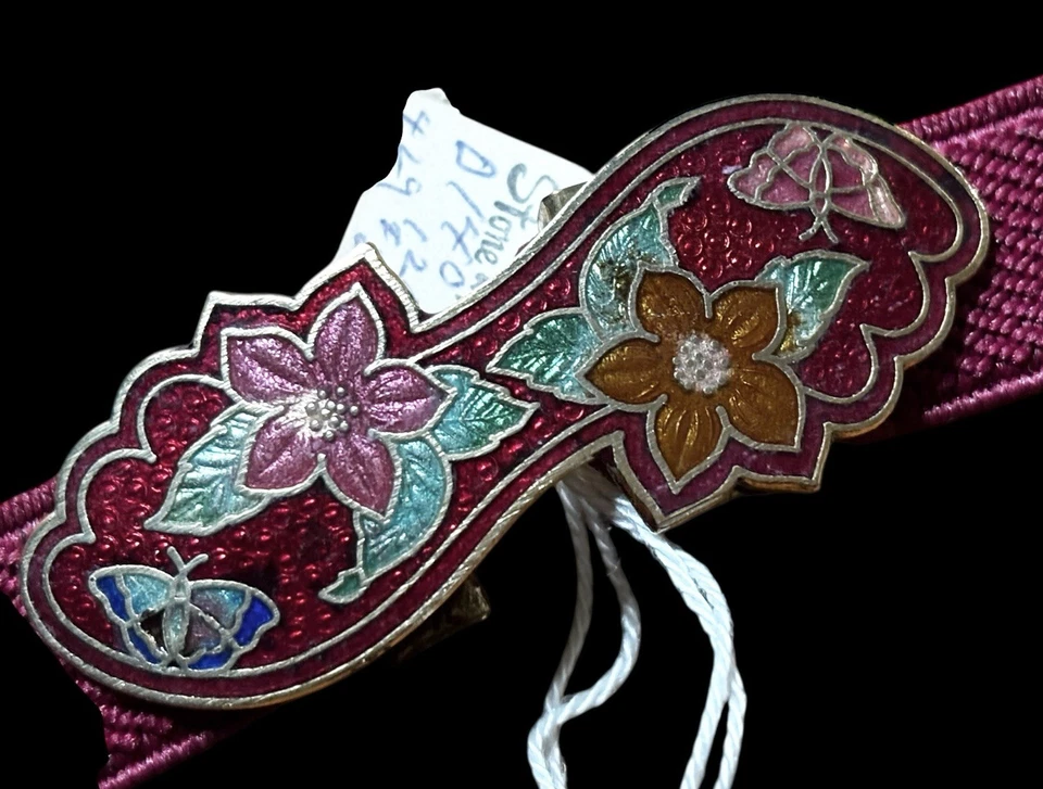 Cinturón elástico vintage con hebilla esmaltada para mujer Foto 2 de 4