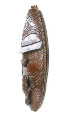 Vintage Pazifische Inseln Stammeskunst Gesichtsmaske handgeschnitzt Holz Papua-Neuguinea