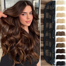One Piece Clip in 3/4 Full Head Balayage Remy Human Hair Extensions Thick Weft
