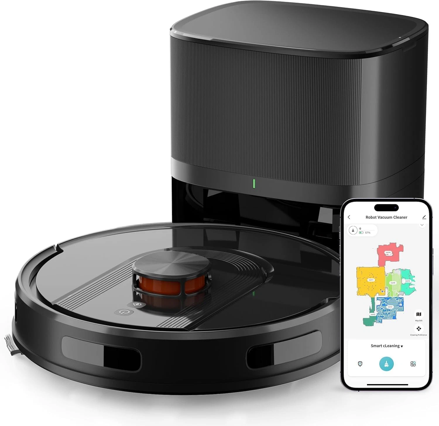Smart Robot Vacuum & Mop Combo, Self-Emptying, 6000Pa Suction, Lidar Navigation