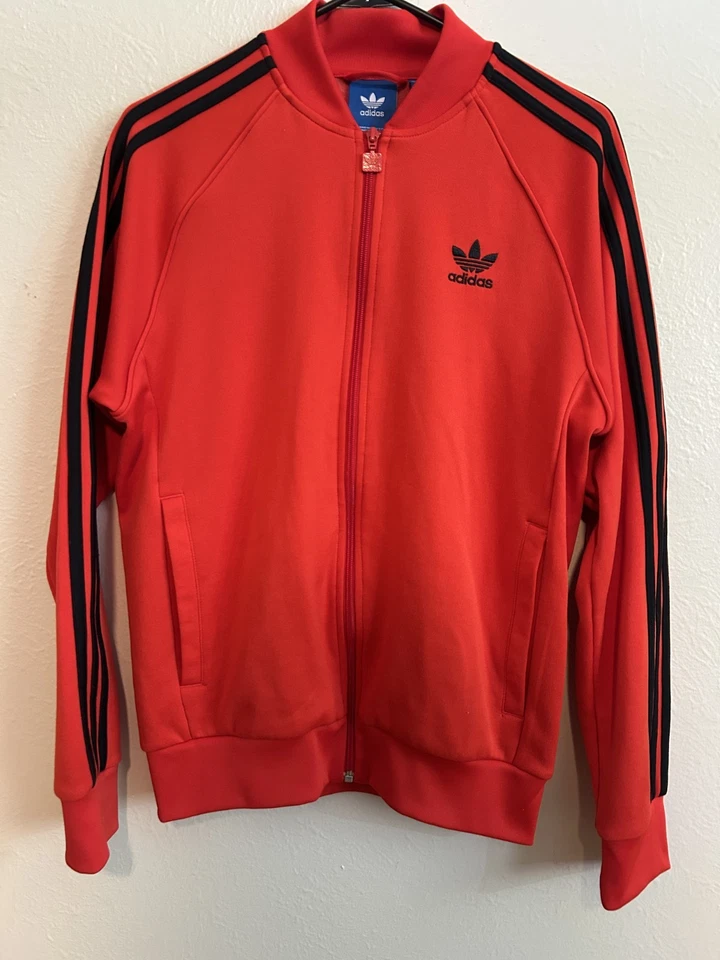 Adidas Originals Superstar Track Top Jacket RED Black Stripes Men's M - Image 4 of 4