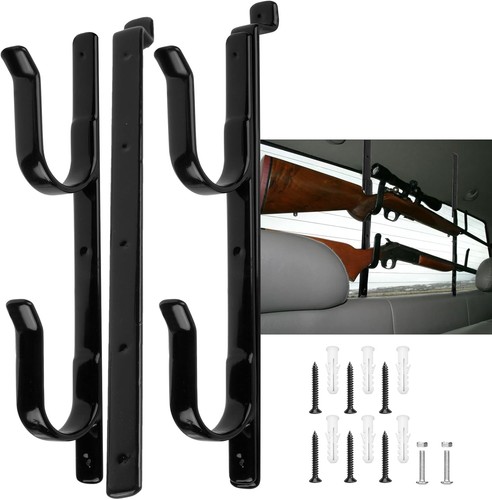 2 Pack Gun Rack Wall Mount Truck Holder Rear Window Metal Adjustable Hangers Ho - Picture 9 of 12