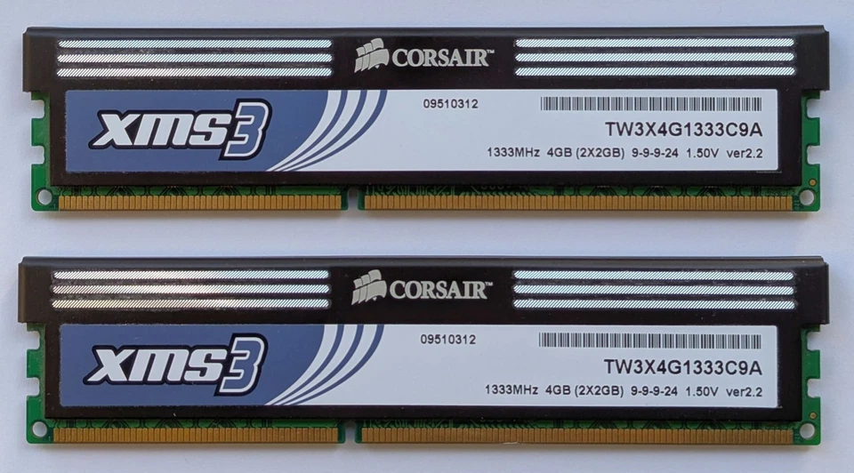 2x Corsair XMS3 4GB DDR3 1333MHz TW3X4G1333C9A Computer Memory - Image 2 of 2