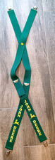 John Deere Green 2" Adjustable Adult Suspenders Elastic w/ Clip Attachments