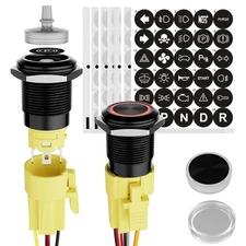 - 2Pcs Momentary Pushbutton Switch Black Plated Power Button Includes 185 Sym...