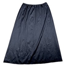 Vintage Vanity Fair 80s Black Maxi Long Full Slip Lace Trim Lingerie Chemise Lrg