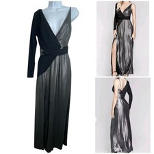 Marciano Guess Black silver asymmetric One Shoulder Long dress Gown XS Women’s