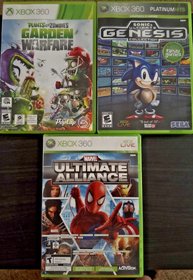 Xbox 360 E Rated Game Lot (4)   PvZ Garden Warfare, Sonic Collection, Marvel UA,