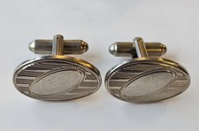 Vintage Silvertone Mens Cufflinks. Diamond Cut Design