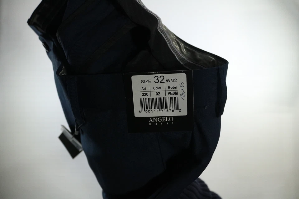 Pantalones de vestir para hombre Angelo Rossi azul frente plano 32x32 NUEVO Foto 3 de 4