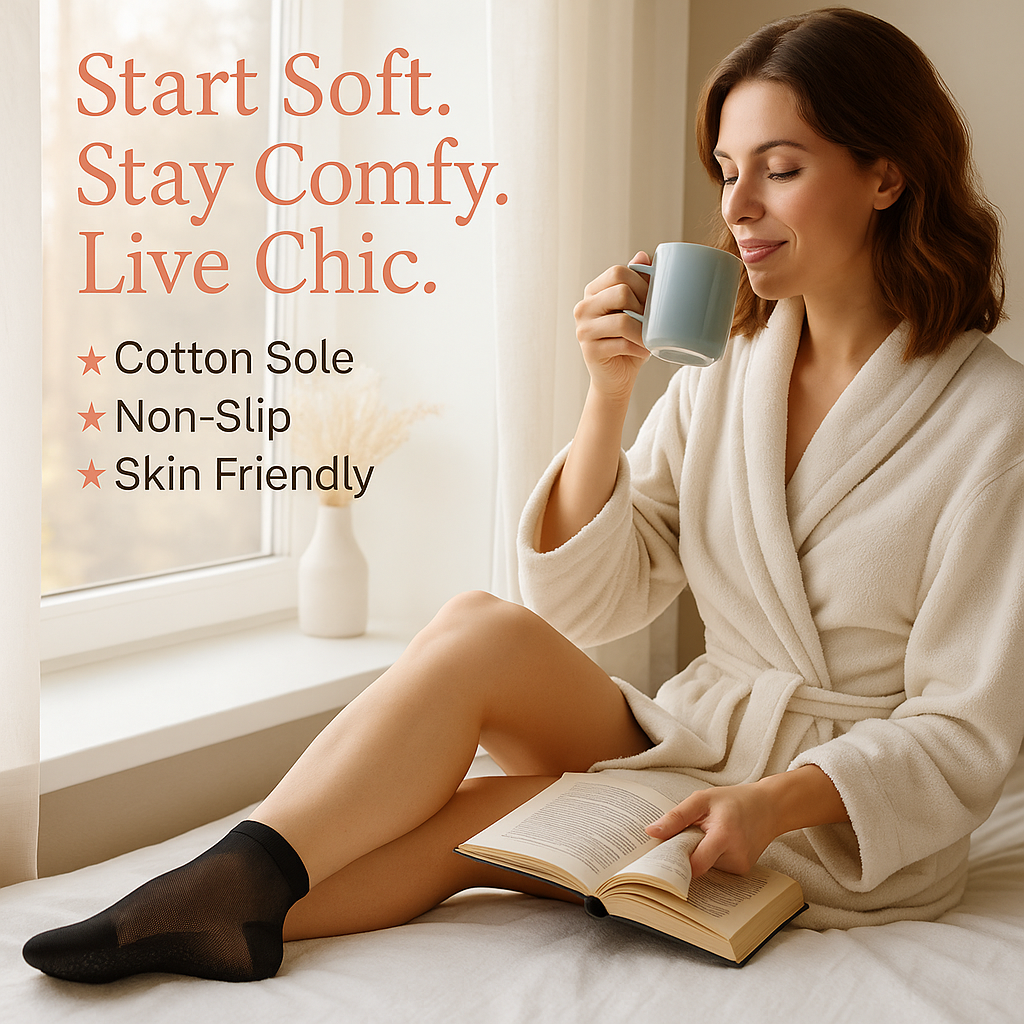 SAOLA Confezione 3 Calzini Donna Trasparenti alla Caviglia Antiscivolo Grip Suola Imbottita