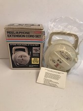 Vintage 50ft Phone Extension Cord Reel With Pull Out Rewind Hong Kong