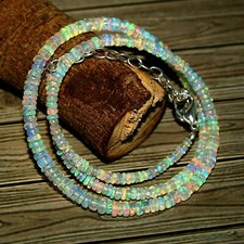 AAA Natural Ethiopian Opal Smooth Rondelle 4/5mm Gemstone beads 16 Inch Long