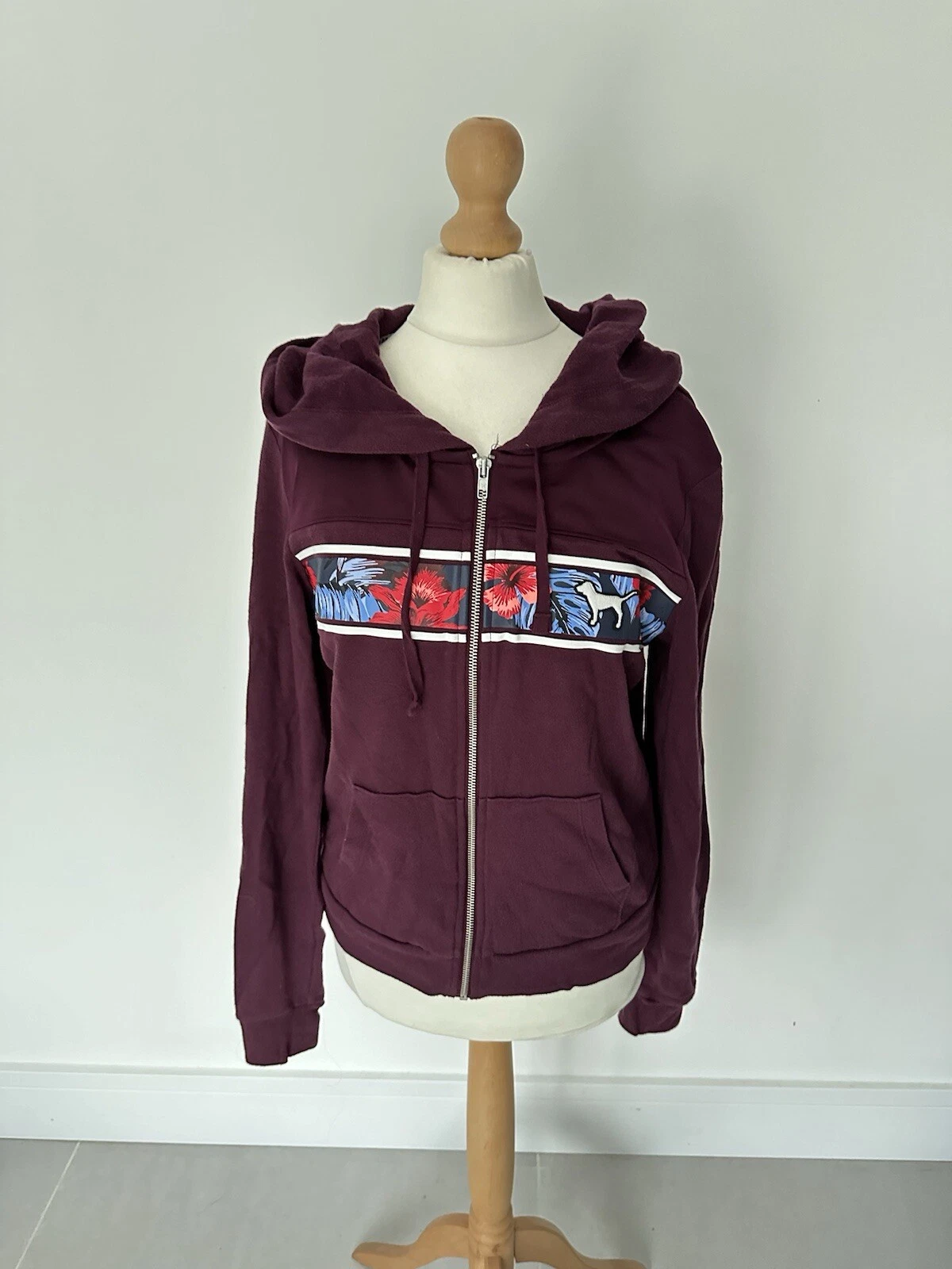 UNDERCOVER Felpa con cappuccio e zip rosa bambina Victoria Secret bordeaux stampa floreale taglia small V