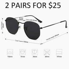  New, 2 Pairs, Free Ship SOJOS Motivation Sunglasses Black Frame/Dark Gray Lens