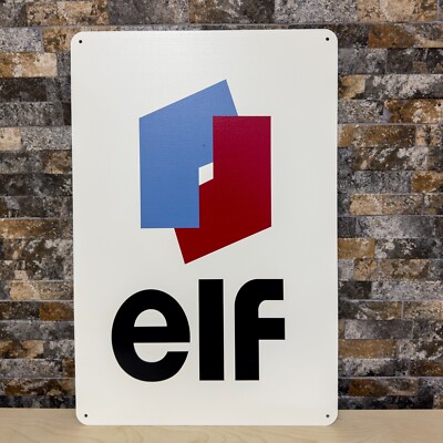 Vintage ELF Oil Sign– French Petrol Logo Heavy Metal Plate XXL 24