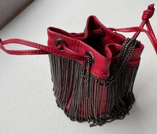 Suzy Smith Handbag Small Leather Red Miniuture Metal Tussels