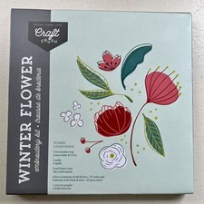 Craft Crush Winter Flower Embroidery Kit with 7" Hoop Pattern Canvas Thread NEW