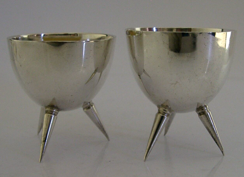 SUPERB MID CENTURY MODERN STERLING SILVER SALT PEPPER CRUET SET 1996/97 118g - Picture 7 of 9