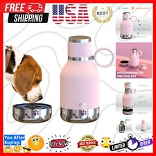 Dog Bowl Attached to Stainless Steel Insulated Travel Bottle for Human 37oz/1...