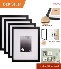 11x14 Solid Wood Picture Frames Set of 4 with Plexiglass for Wall and Tableto...